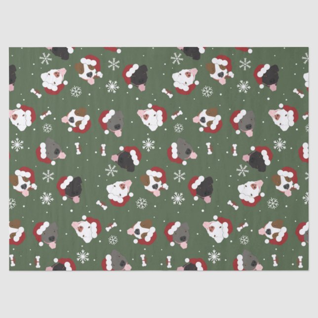Papel De Seda Perros de Santa en Verde (Anverso)