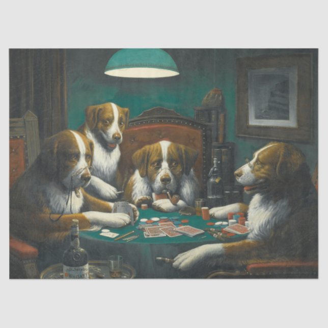 Papel De Seda Perros jugando al póquer (juego de cartas de anima (Anverso)