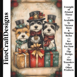 Papel De Seda Perros Lindos de Navidad con Vibra Steampunk BK9 D