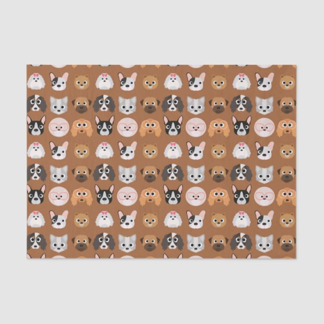 Papel De Seda Perros lindos en Brown (Anverso)