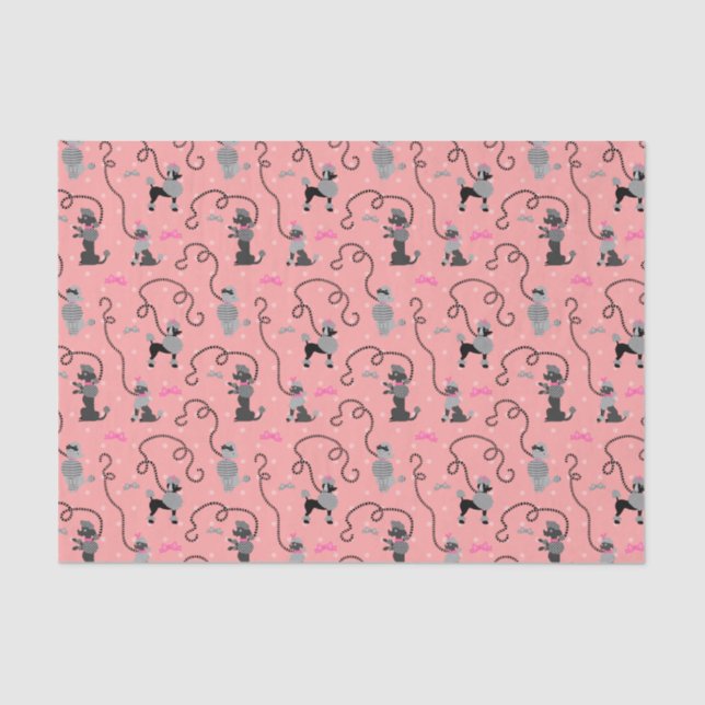 Papel De Seda Perros retro de falda de perro negro y rosa patrón (Anverso)