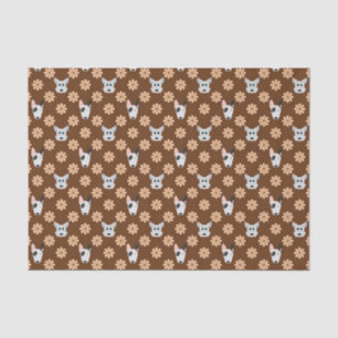Papel De Seda Perros y flores marrón