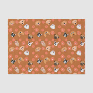Papel De Seda Perros y flores roya