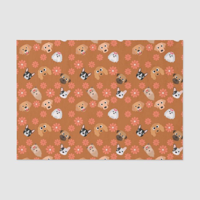 Papel De Seda Perros y flores roya (Anverso)