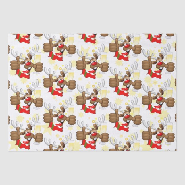 Papel De Seda Personaje de Navidades divertidos renos ebrios (Anverso)