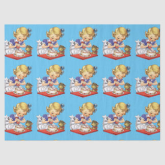 Papel De Seda Personalised vintage girl baking a cake  