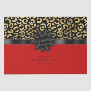 Papel De Seda Personaliza Cumpleaños Estampado Leopardo Rojo Neg