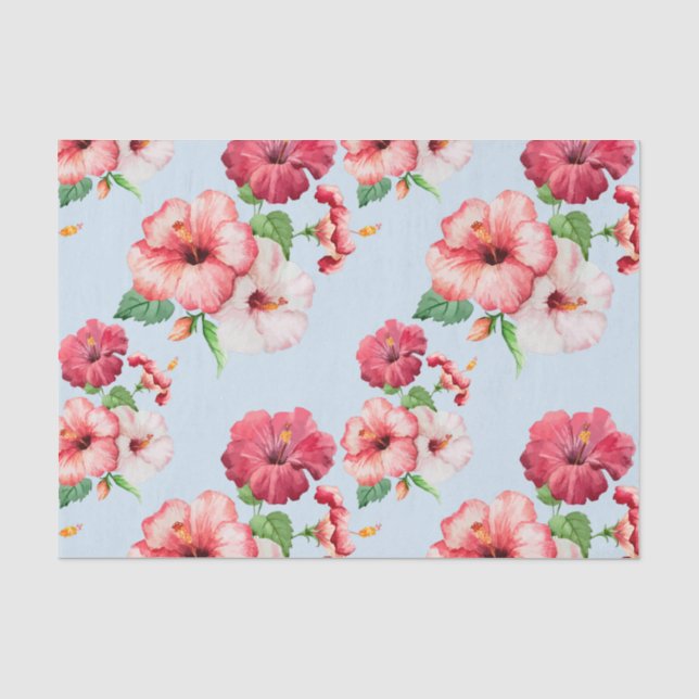 Papel De Seda Personalizable floral hawaiano del hibisco (Anverso)