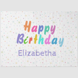 Papel De Seda Personalización de texto colorido de cumpleaños fe