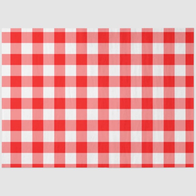 Papel De Seda Personalizado Bright Red Gingham (Anverso)