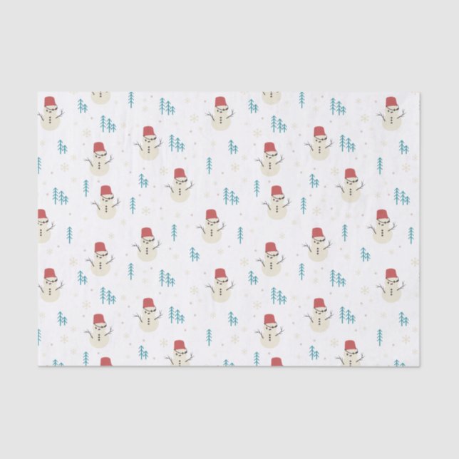 Papel De Seda Personalizado caprichosa hombres de nieve en invie (Anverso)