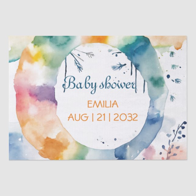 Papel De Seda Personalizado de Baby Shower de Cute BOHO (Anverso)