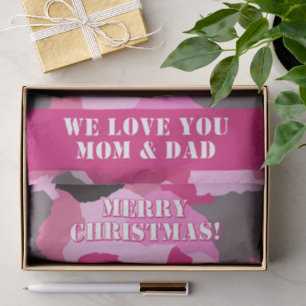 Papel De Seda Personalizado de camuflaje rosa Feliz Navidad