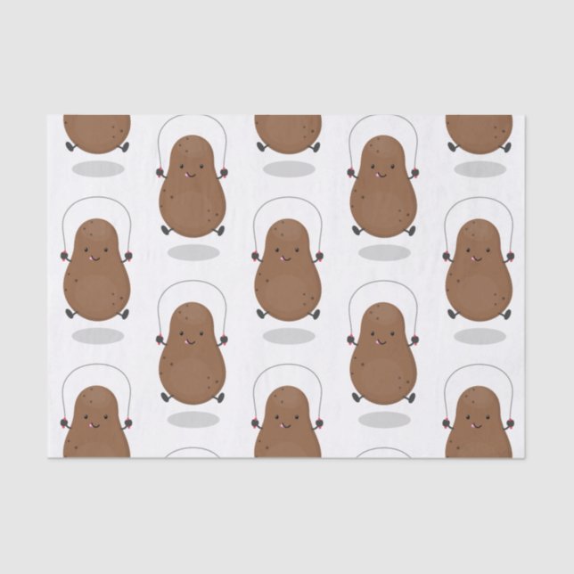 Papel De Seda Personalizado de cuerda de saltar de patata feliz (Anverso)