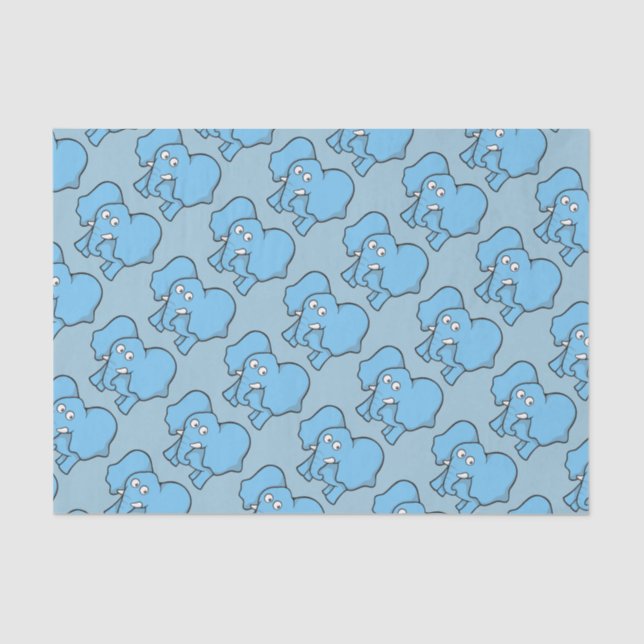 Papel De Seda Personalizado de elefantes azules (Anverso)