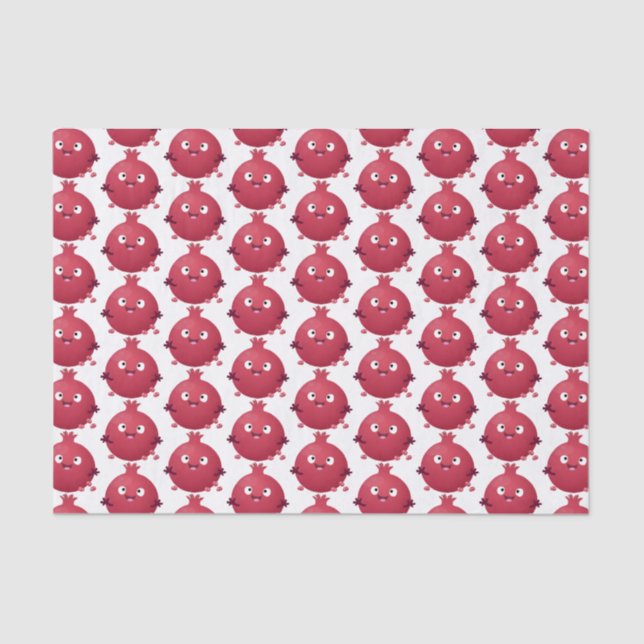 Papel De Seda Personalizado de frutas pomegranadas alegres (Anverso)