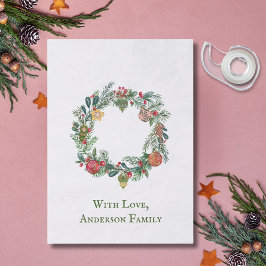 Papel De Seda Personalizado de guirnaldas y ornamentos de Navida