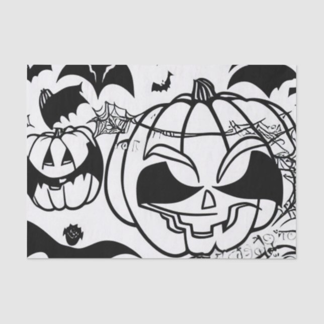 Papel De Seda Personalizado de halloween blanco y negro (Anverso)