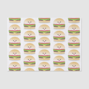 Papel De Seda Personalizado de hamburguesa kawaii feliz