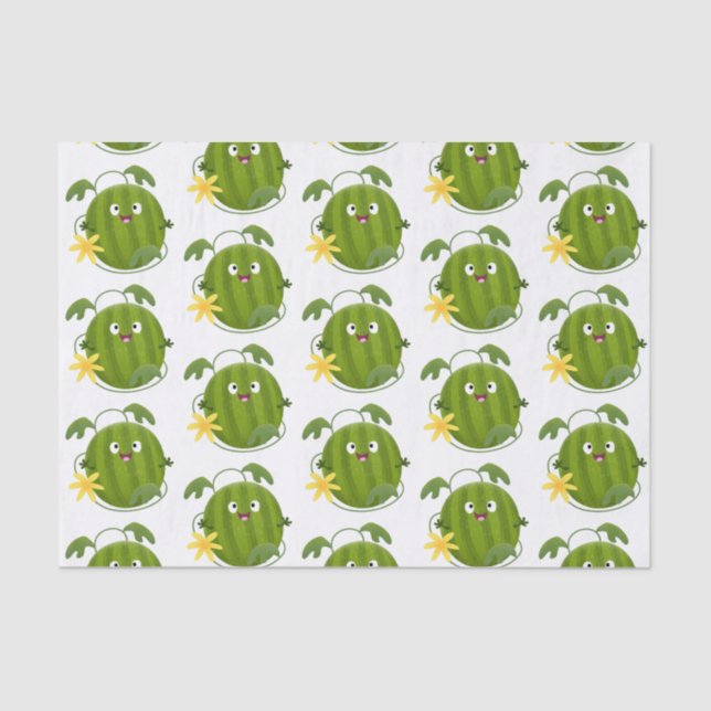 Papel De Seda Personalizado de la sandía sonriente alegre (Anverso)