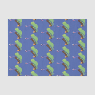 Papel De Seda Personalizado de lagarto de camaleón verde lindo