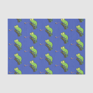 Papel De Seda Personalizado de lagarto de camaleón verde lindo