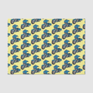 Papel De Seda Personalizado de moto azul feliz