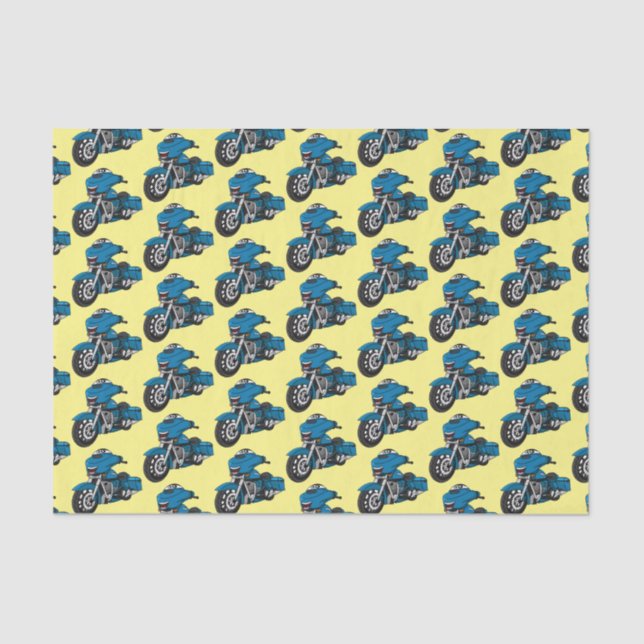 Papel De Seda Personalizado de moto azul feliz (Anverso)