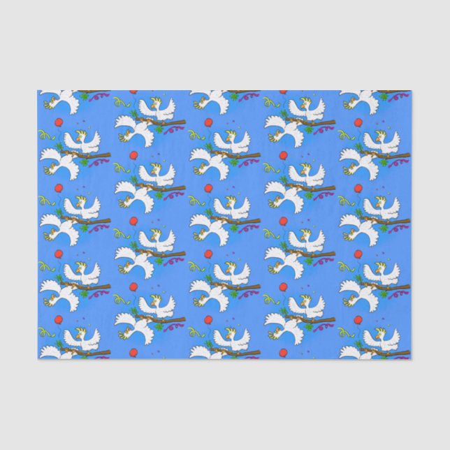 Papel De Seda Personalizado de pájaros de cacatúa graciosa (Anverso)