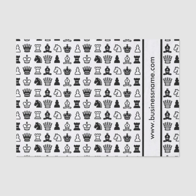 Papel De Seda Personalizado de patrón de piezas de ajedrez (Anverso)