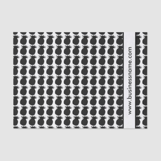 Papel De Seda Personalizado de patrón de piña negra (Anverso)