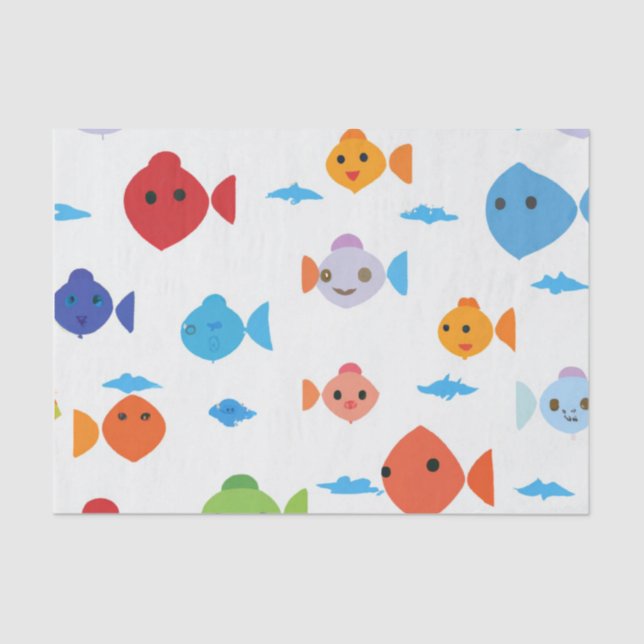 Papel De Seda personalizado de peces divertidos (Anverso)