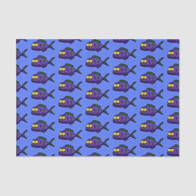 Papel De Seda Personalizado de pescado piraña (Anverso)