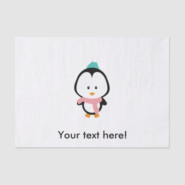 Papel De Seda Personalizado de pingüino cute (Anverso)