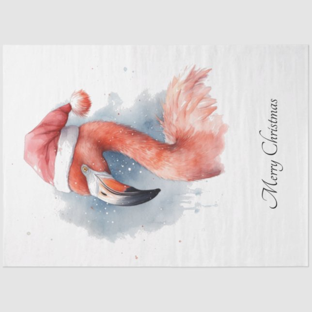 Papel De Seda Personalizado de Santa Claus Snowbird Flamingo (Anverso)