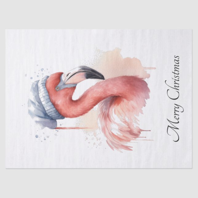 Papel De Seda Personalizado de Santa Claus Snowbird Flamingo (Anverso)