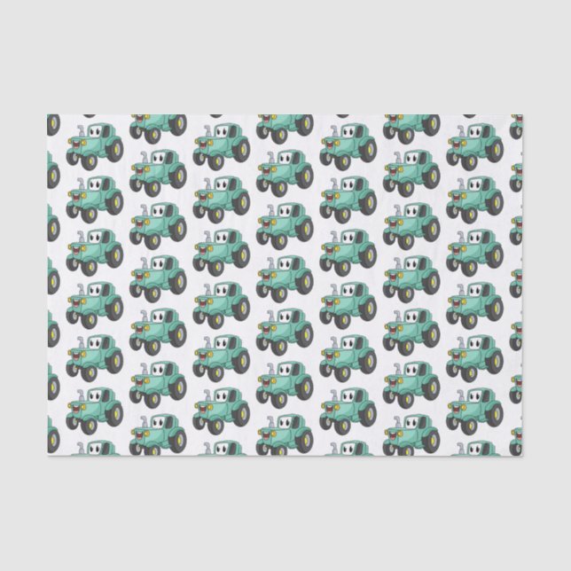 Papel De Seda Personalizado de tractores verde feliz (Anverso)