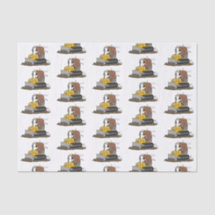 Papel De Seda Personalizado del bulldozer cómico que conduce un