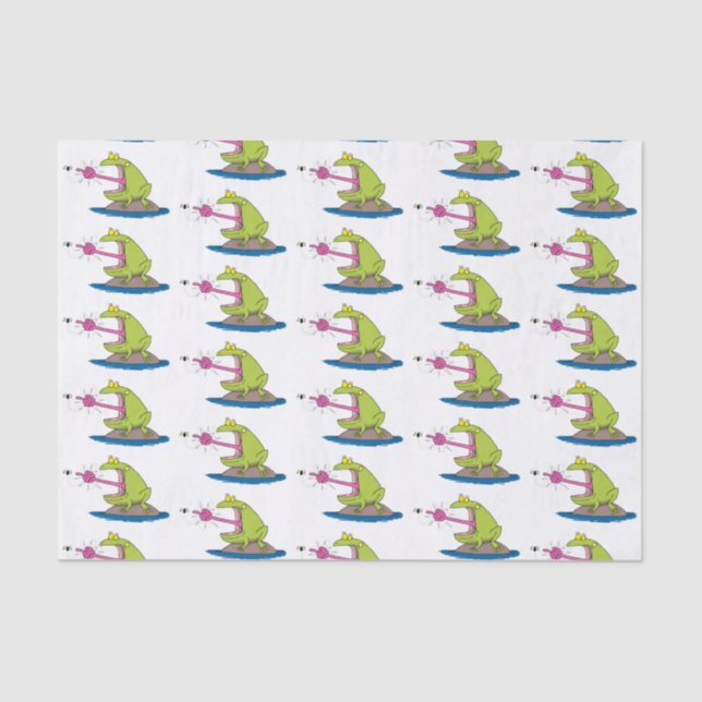 Papel De Seda Personalizado divertida de rana y mosca (Anverso)