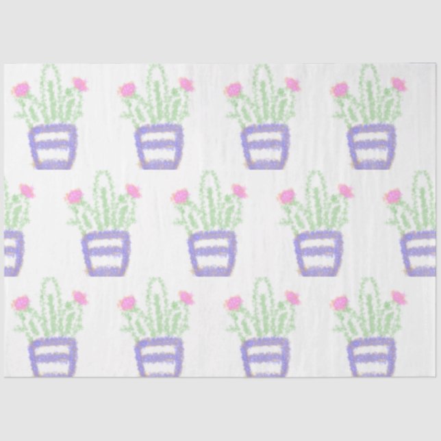 Papel De Seda Personalizado espumoso purpurina de cactus verde p (Anverso)