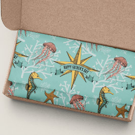 Papel De Seda Personalizado Estrella Náutica verde azulada Mensa