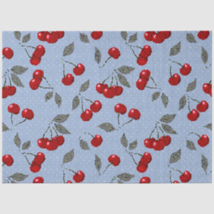 Papel De Seda Personalizado linda cereza roja berry hojas verdes