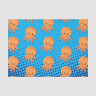 Papel De Seda Personalizado lindo bebé octopus océano azul