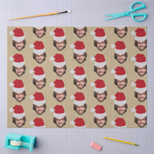 Papel De Seda Personalizado Navidades divertidos de Santa Hat Fa