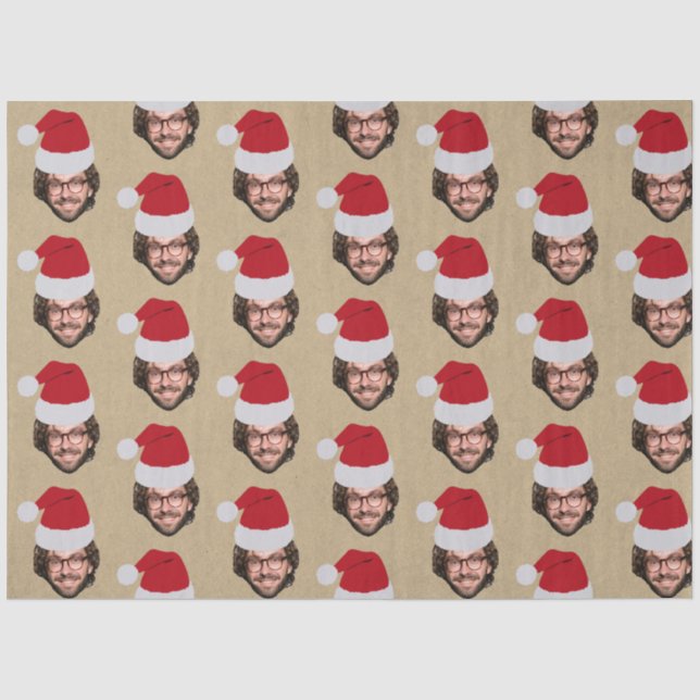 Papel De Seda Personalizado Navidades divertidos de Santa Hat Fa (Anverso)
