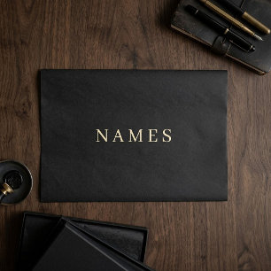 Papel De Seda Personalizado negro simple Agregar su nombre elega