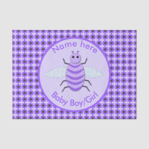 Papel De Seda Personalizado Neutral de Abeja Cute Purple Bee