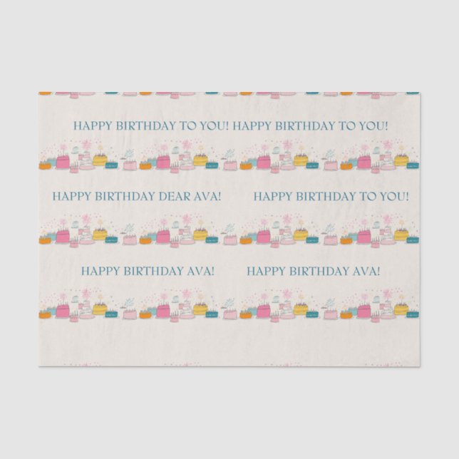 Papel de seda personalizado para fiestas – Tartas  (Anverso)