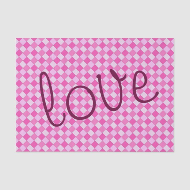 Papel De Seda Personalizado Romántico Dulce Gráfico Tejido Rosa  (Anverso)