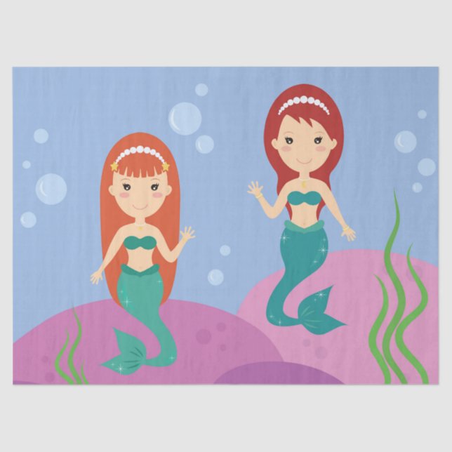 Papel De Seda Personalizados sirenas nadan en el océano (Anverso)